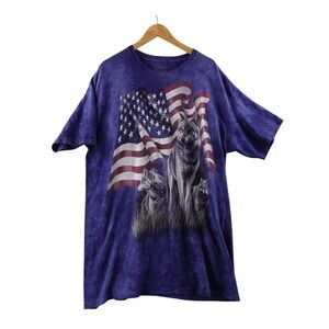 The Mountain Wolf American Flag Tie Dye T Shirt 2XL Men's USA Y2K